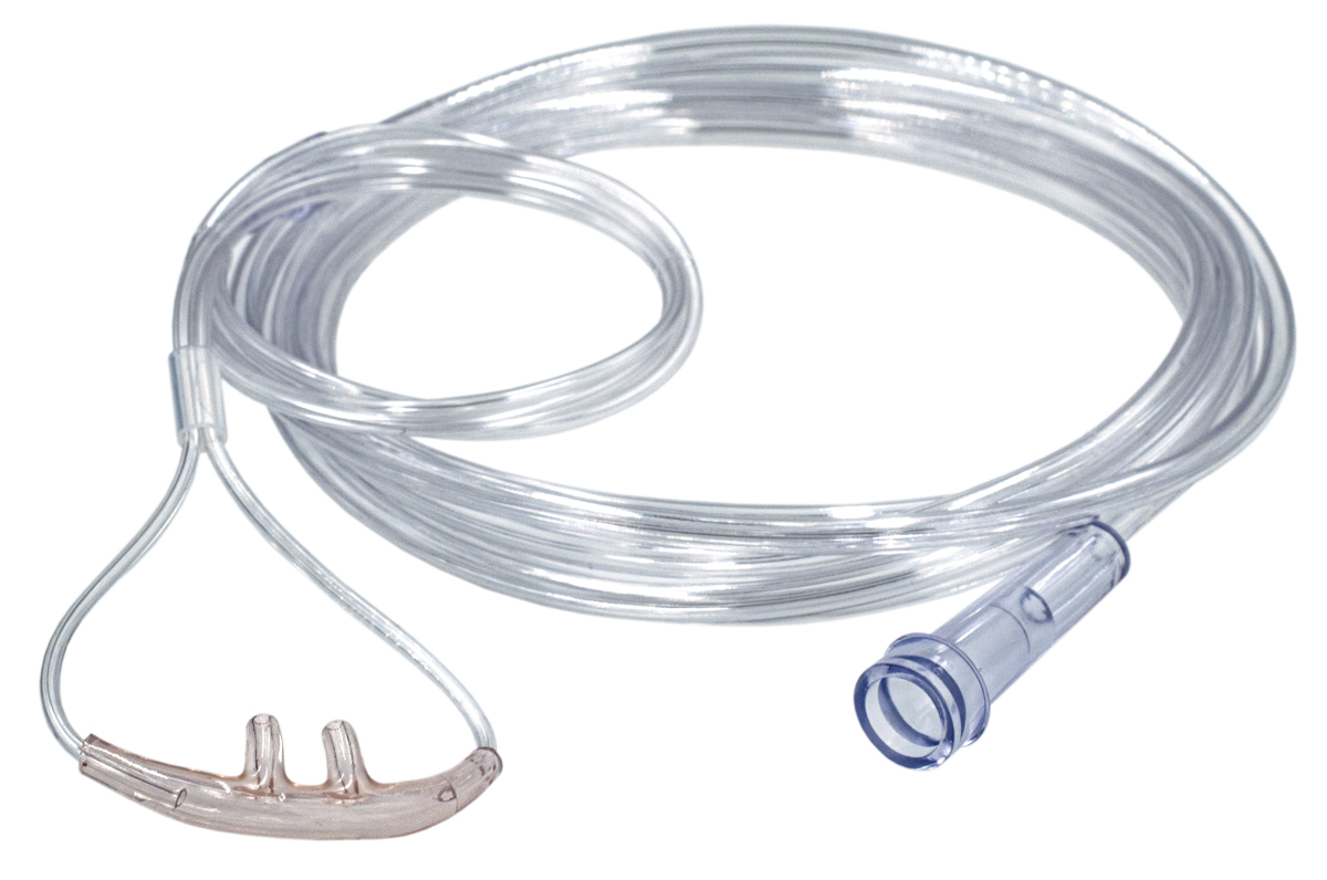 Klar näskanylsslang för tillförsel av syre, med två spetsar och en kontakt.