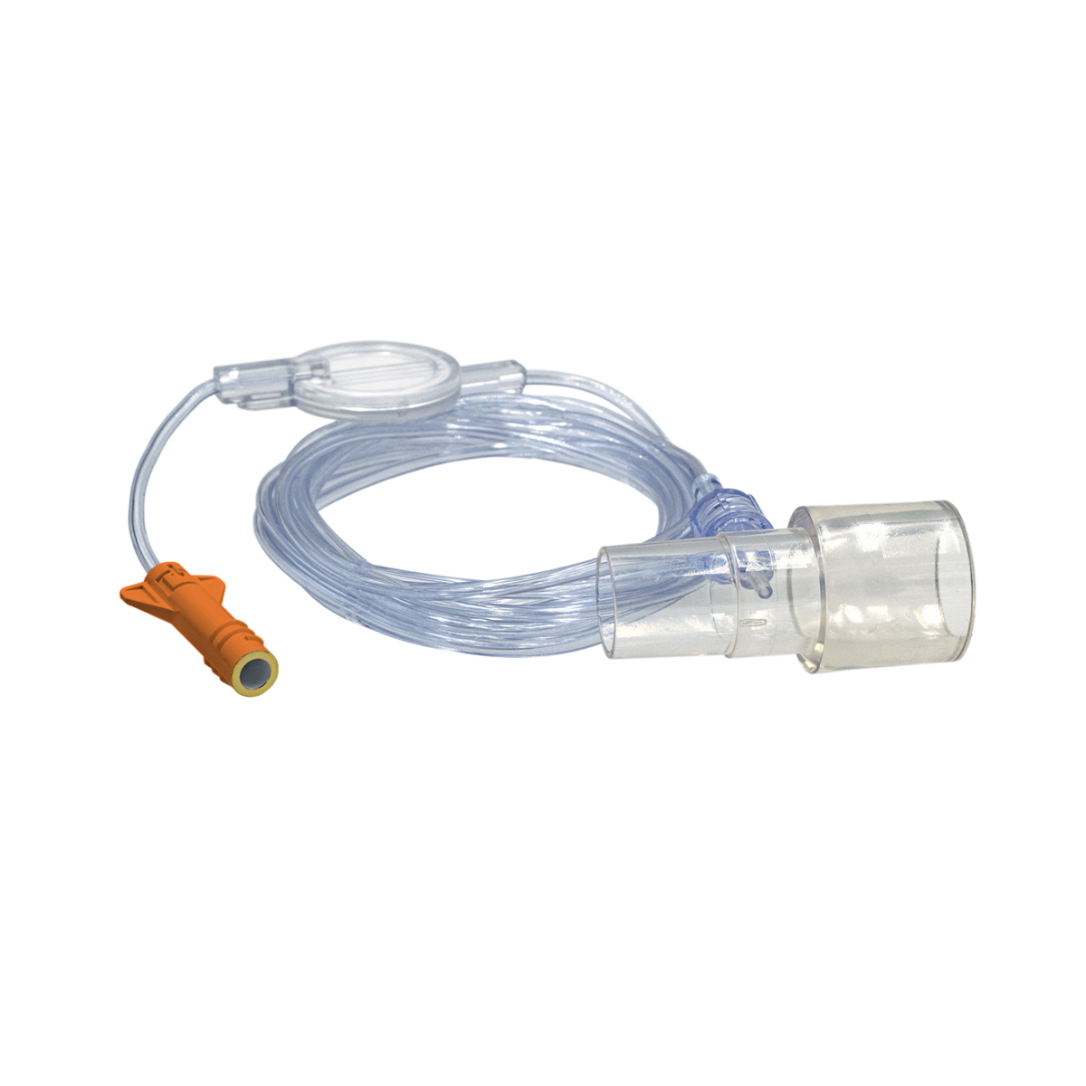 Medicinsk slang med kopplingar och munstycke, används för andningshjälp eller syrgastillförsel.